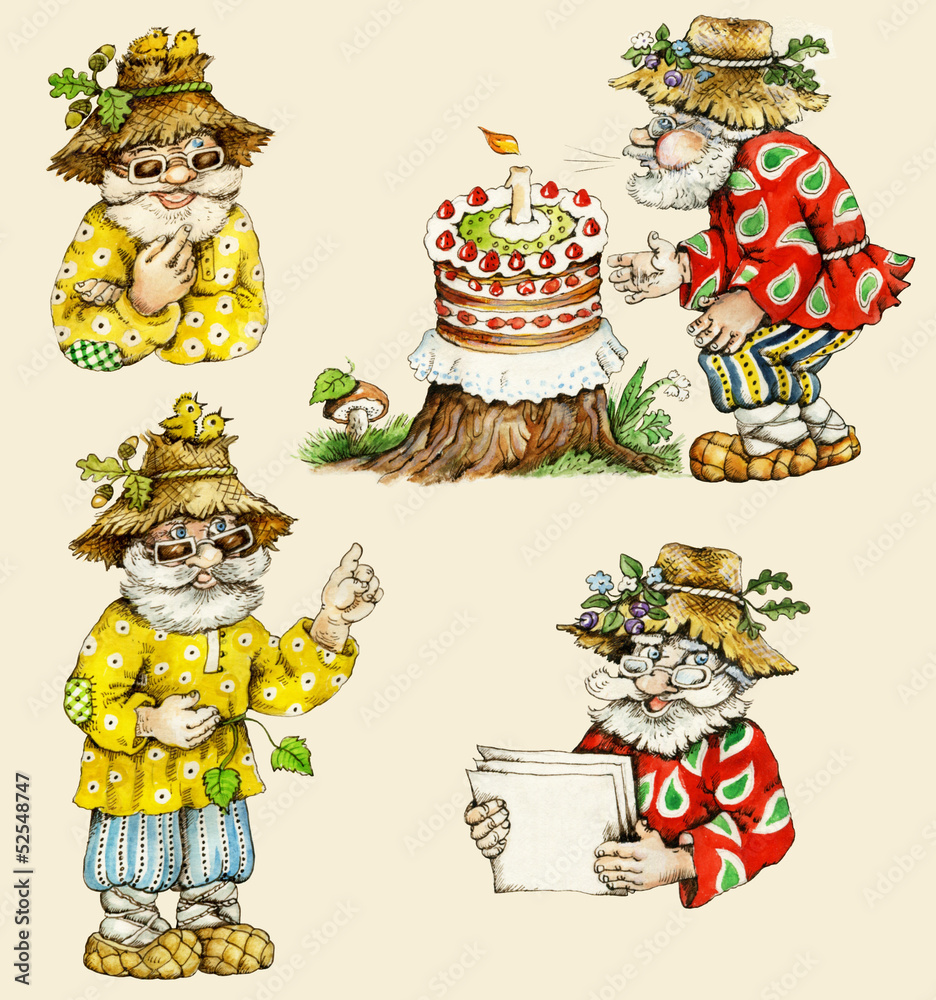 Little funny forest old man characters collection Little funny forest old man characters collection