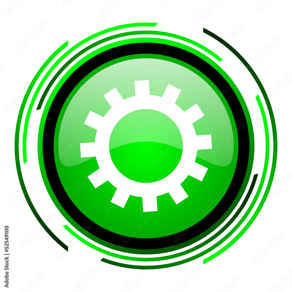 gears green circle glossy icon gears green circle glossy icon