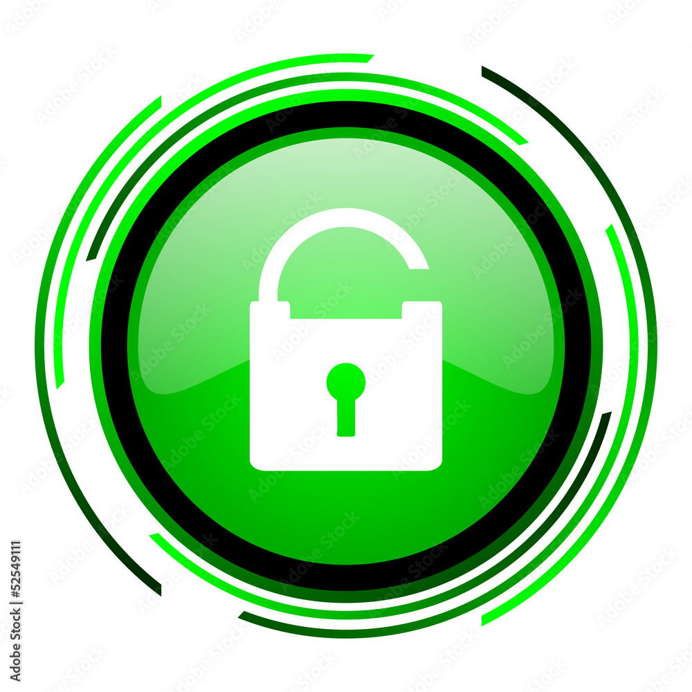 padlock green circle glossy icon