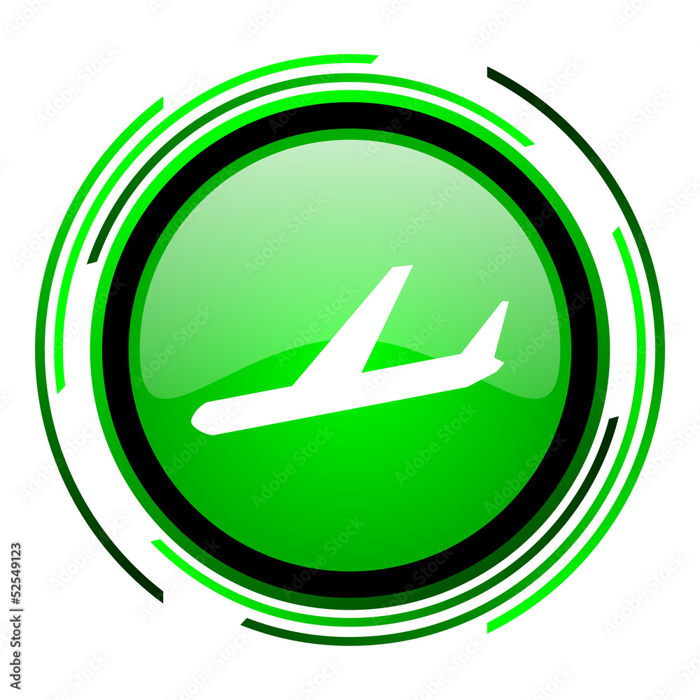 plane green circle glossy icon plane green circle glossy icon