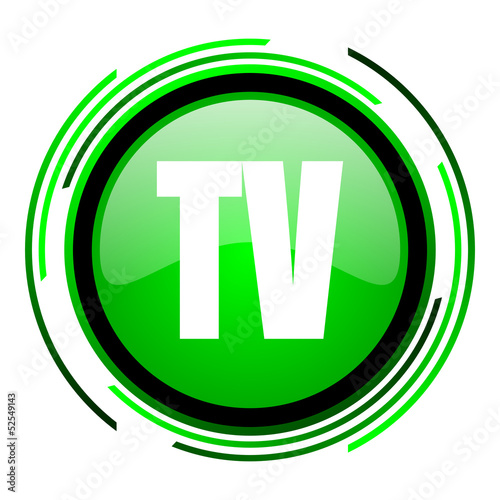 tv green circle glossy icon