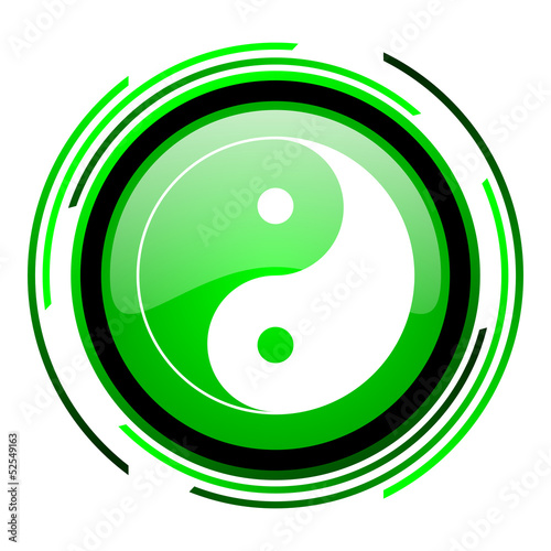 ying yang green circle glossy icon