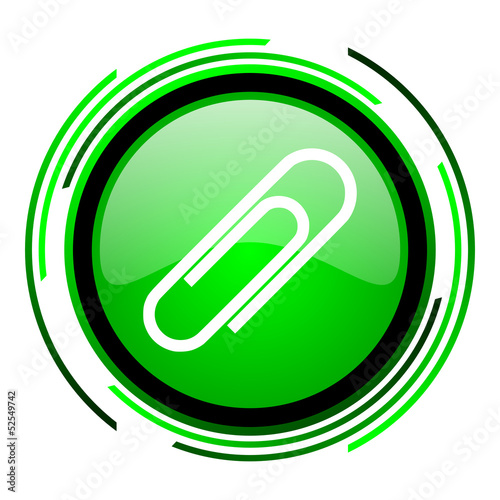 Free Download paper clip green circle glossy icon - GFXLoad