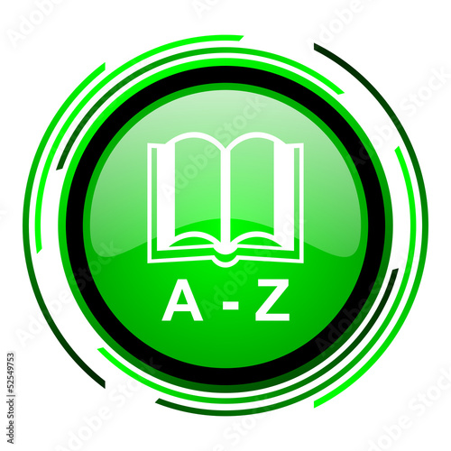 dictionary green circle glossy icon