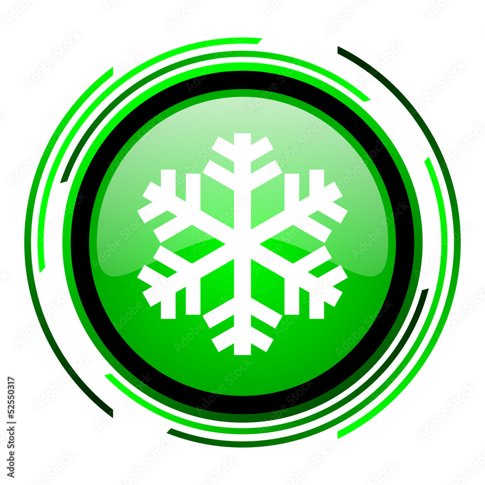 snowflake green circle glossy icon snowflake green circle glossy icon