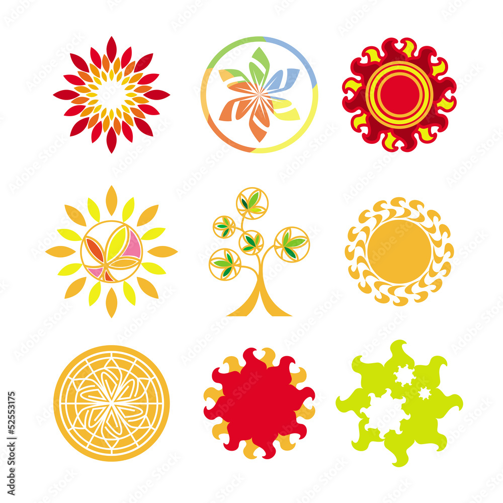 collection of vector logos in the form of the sun collection of vector logos in the form of the sun