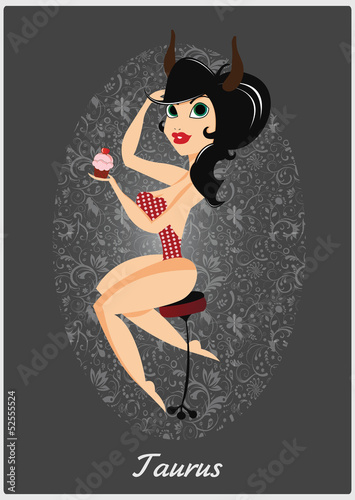 Zodiac horoscope sign Taurus with a beautiful girl