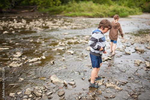 Children playing in a river