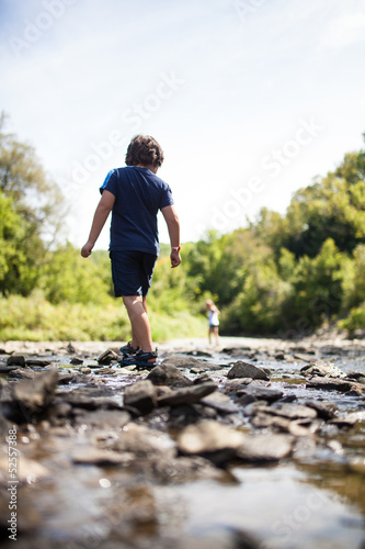 Children playing in a river