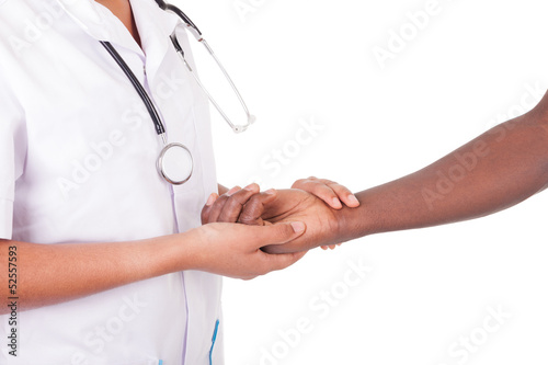 African american woman doctor with patient