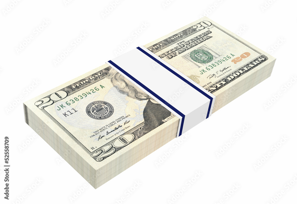 Dollars money isolated on white. 3D photo rendering. Dollars money isolated on white. 3D photo rendering.
