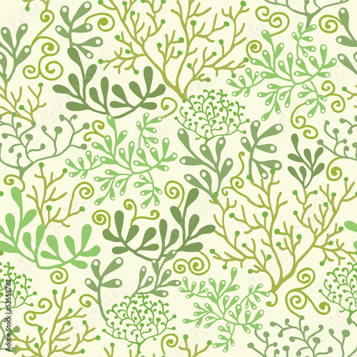 Vector underwater seaweed garden seamless pattern background