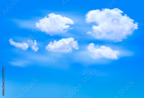 Blue sky with clouds. Vector background.