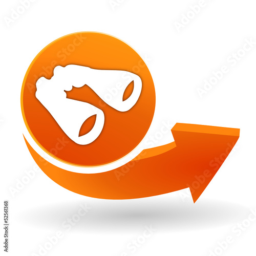 recherche, jumelles sur bouton web orange