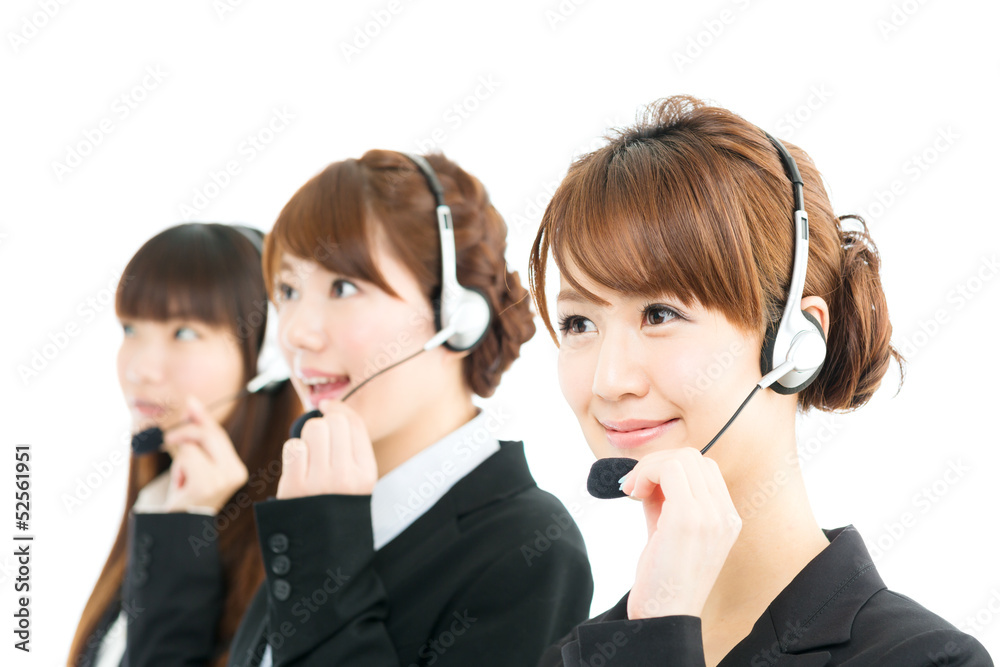 Beautiful asian business operator isolated on white background Beautiful asian business operator isolated on white background