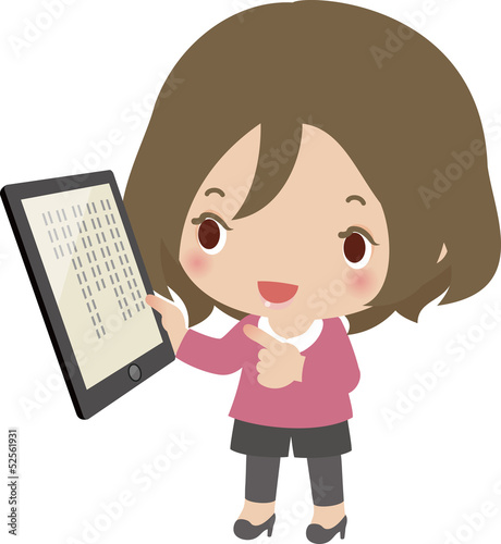 タブレットで電子書籍を読む女性
