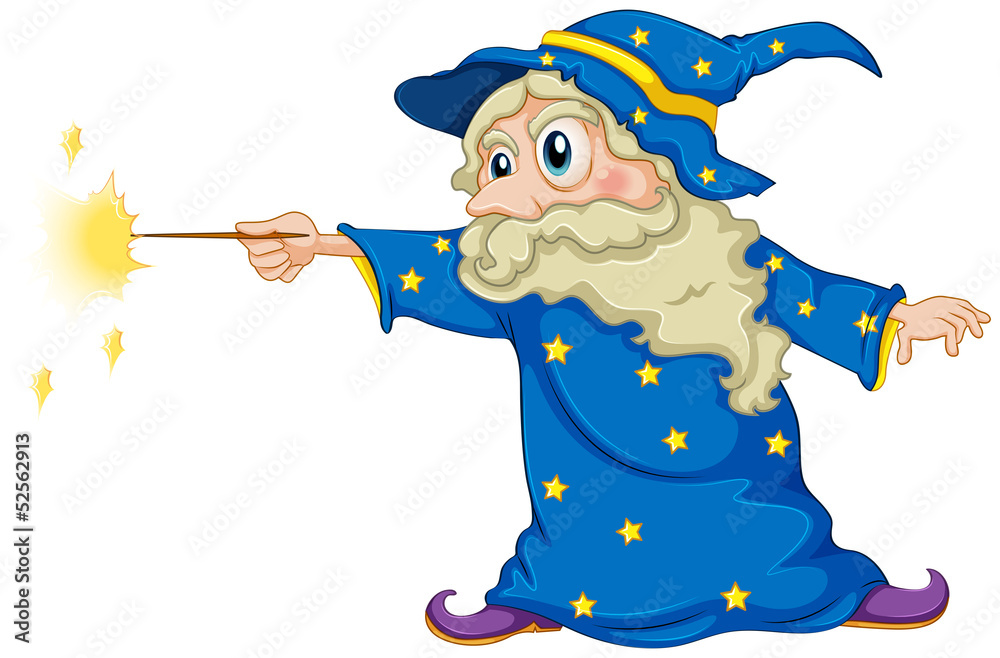 Naklejka premium A wizard holding a magic wand