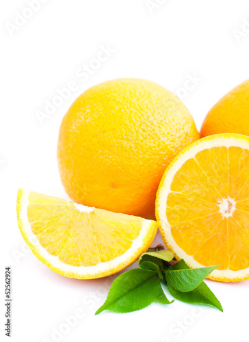Oranges with leaves