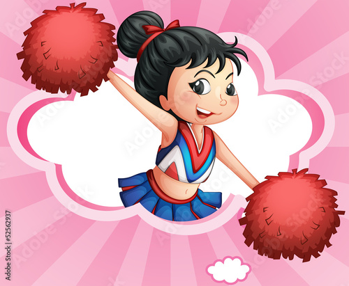A cheerleader inside a cloud
