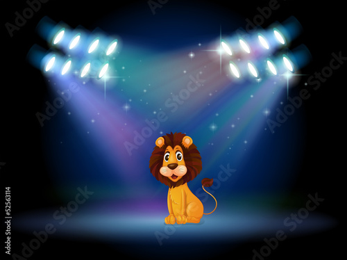 A friendly lion at the center of the stage