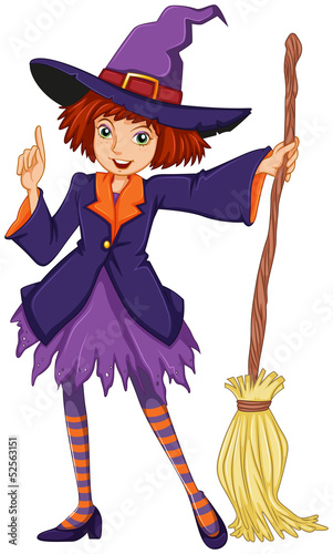 A witch holding a broom