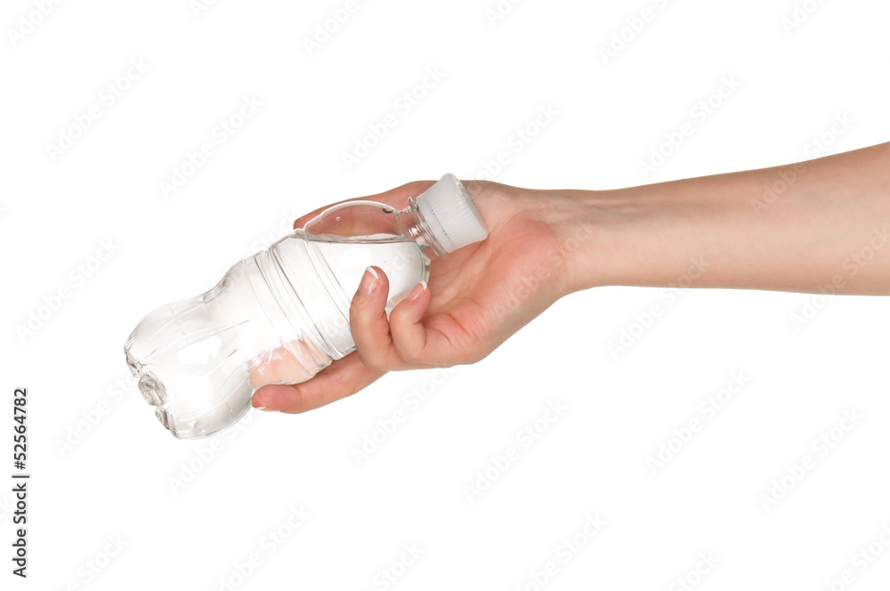Hand with bottle of water Hand with bottle of water