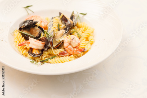yummy italian pasta with seafood