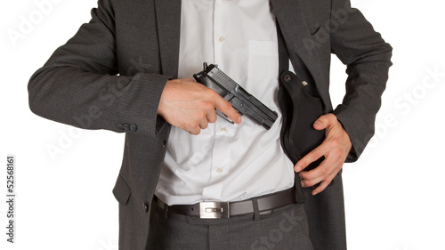 Secret service agent with a gun