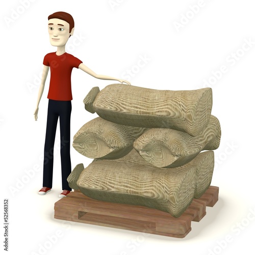 3d render of cartoon character with counstruction material photo