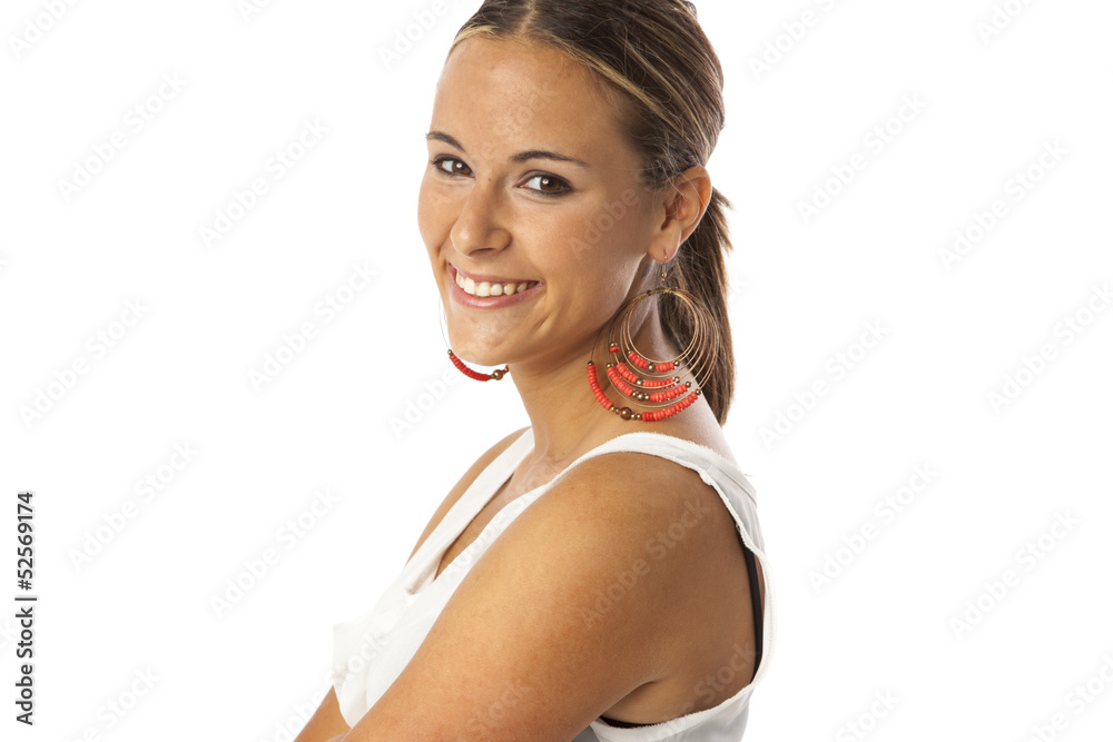 real young beautiful woman with a friendly expression real young beautiful woman with a friendly expression