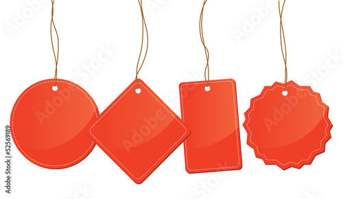 a set of red tags shapes