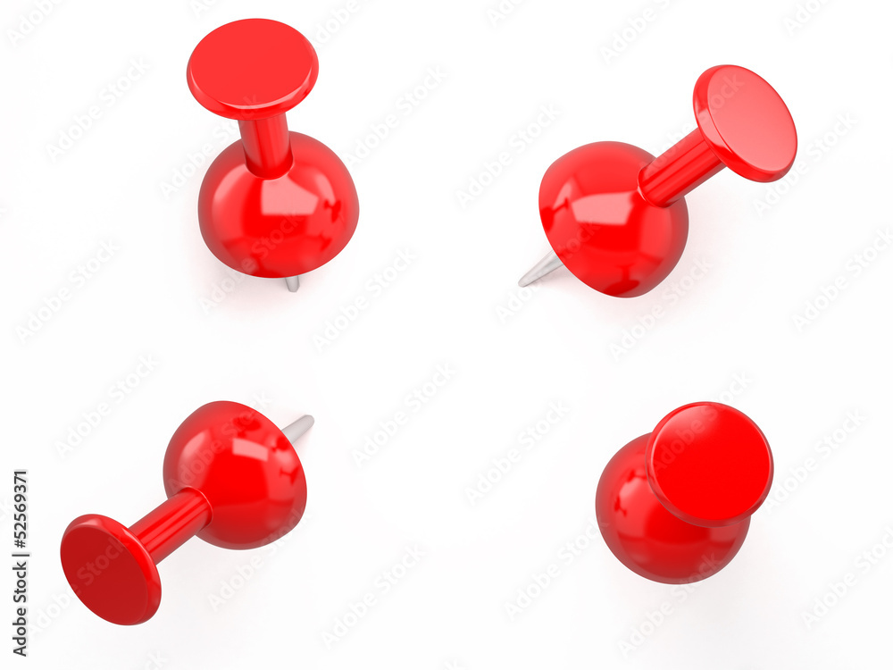 Red pushpin. 3d image. Isolated white background. Red pushpin. 3d image. Isolated white background.