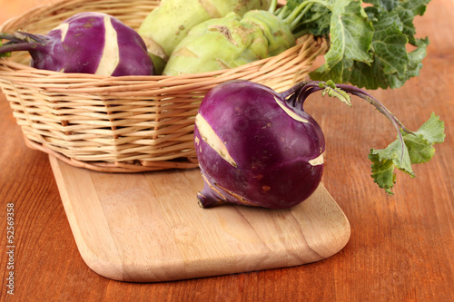 Fresh turnip on wooden background
