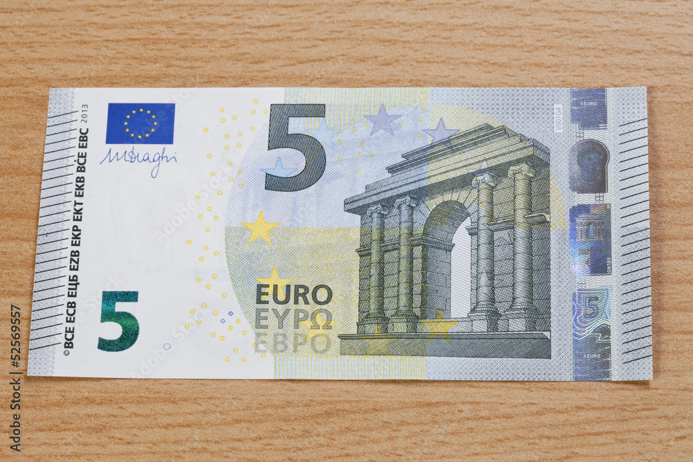 Neuer 5 Euro Schein Stock Photo