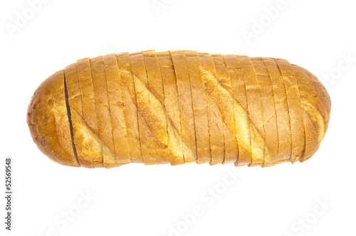 Sliced loaf of bread isolated on white