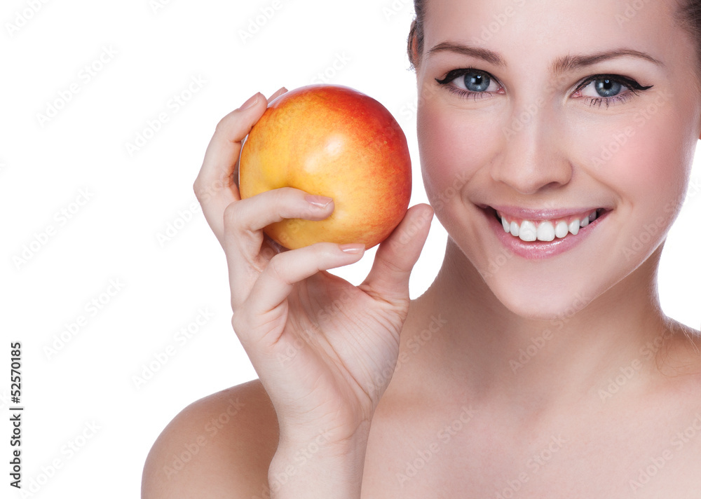 Portrait of girl with red apple Portrait of girl with red apple