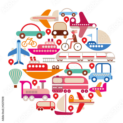 Travel and Transport - round vector