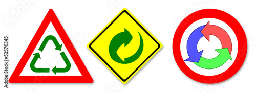 recycle icon with plate on white