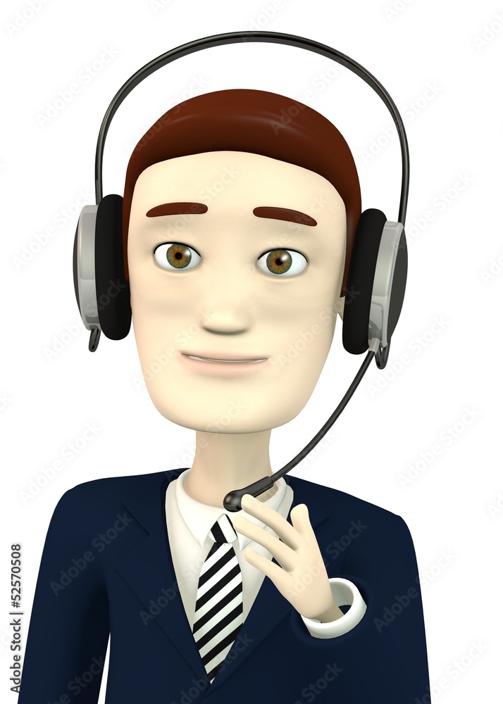 3d render of cartoon character with headphones 3d render of cartoon character with headphones