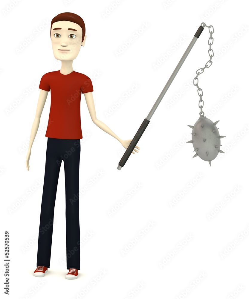 Fototapeta premium 3d render of cartoon character with mace