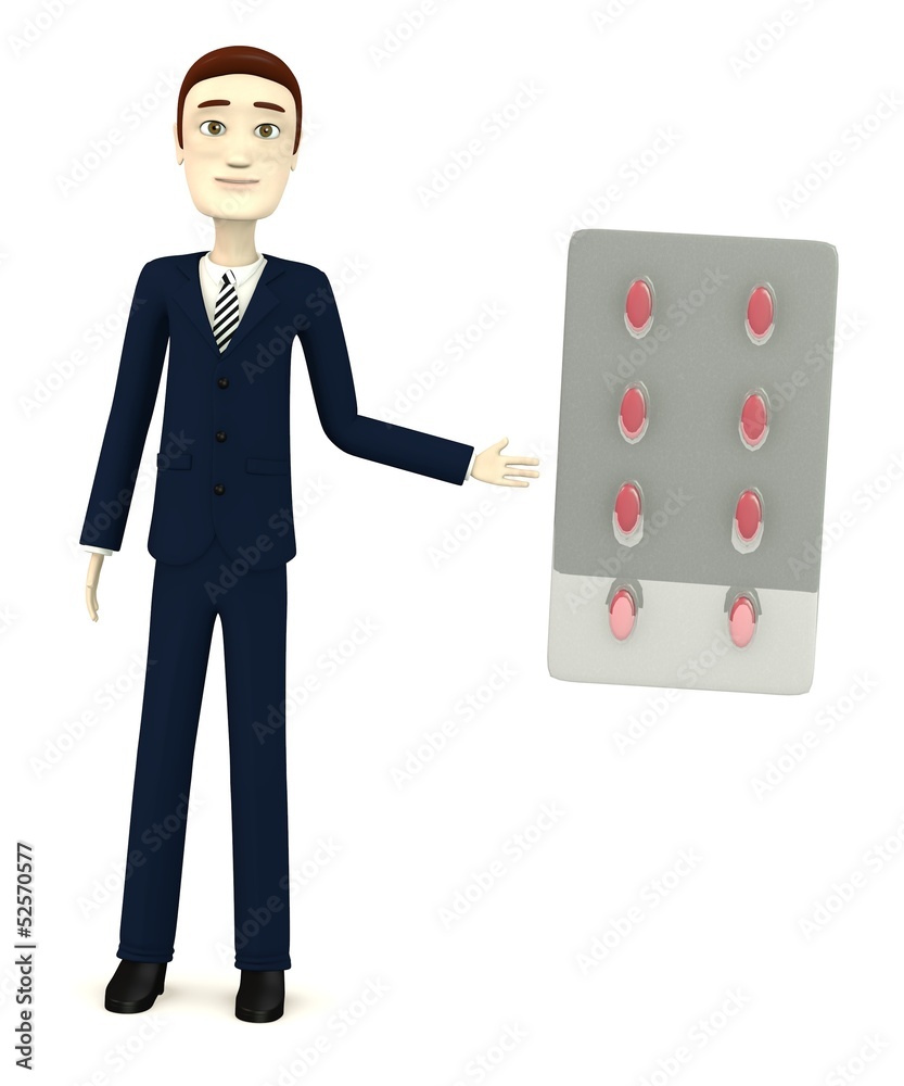 3d render of cartoon character with pills 3d render of cartoon character with pills