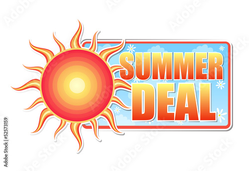 summer deal in label with sun