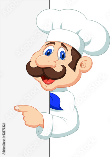 Chef cartoon with blank sign