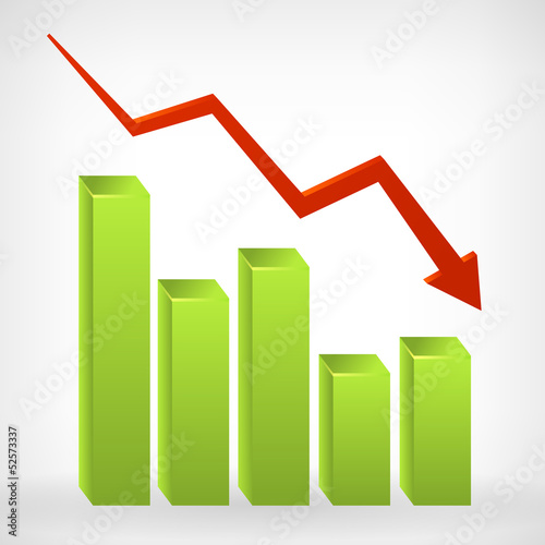 Busines down shiny chart width negative arrow