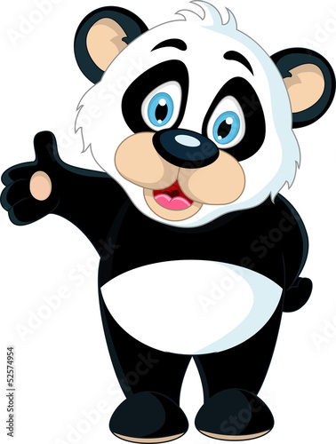 Fototapeta Naklejka Na Ścianę i Meble -  cute Baby panda rising his hand