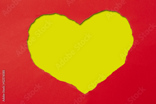 Herzform, Papier rot, gelb