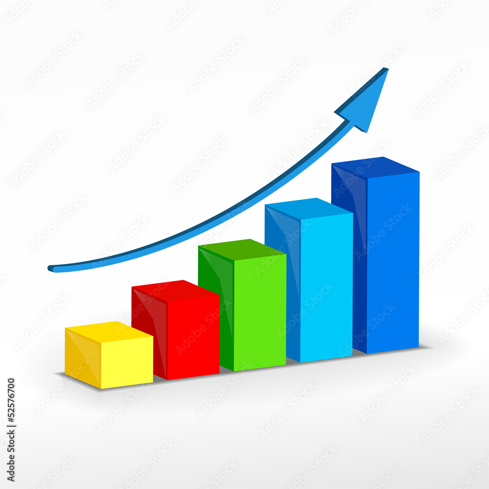 3D Growth bar graph. Vector business concept. 3D Growth bar graph. Vector business concept.