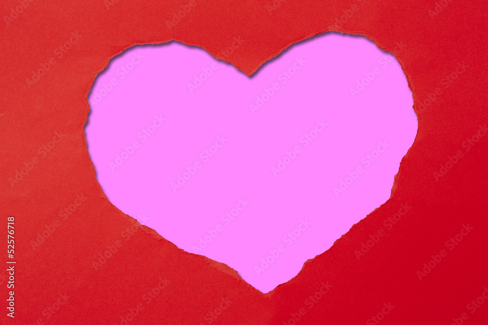 Herzform, Papier rot, pink