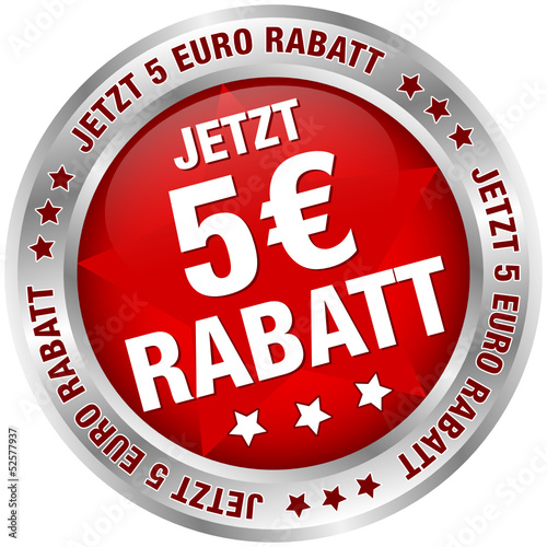 Button "Jetzt 5 € Rabatt" rot/silber