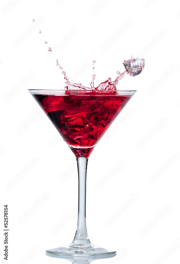 Red cocktail with splash isolated on white Red cocktail with splash isolated on white